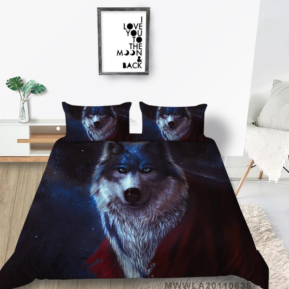 2/3 Pcs High Quality Bed Cover Set 3D Wolf Printed Duvet Cover Set Highend Polyetser Quilt Cover Set