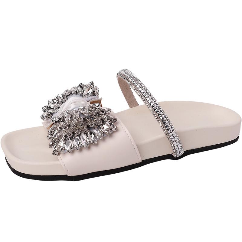 Fairy Style Skirt Rhinestone Bow with Slippers Female Outer Wear 2025 Summer New Casual Versatile Sandals