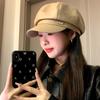 Hat Female Autumn and Winter Versatile Wool Duck Tongue Beret Show Face Small Warm Octagonal Hat Big Head Newsboy Hat
