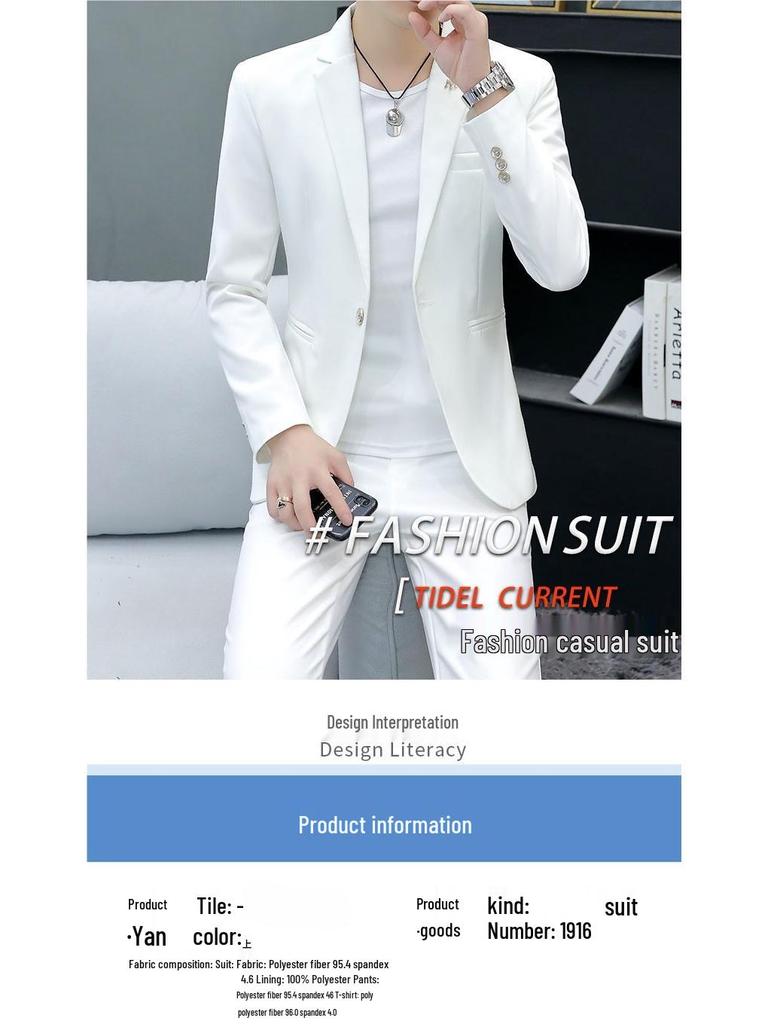 Ensemble Blazer Business Décontracté Coupe Slim pour Homme Style Coréen pour le Printemps et l'Automne