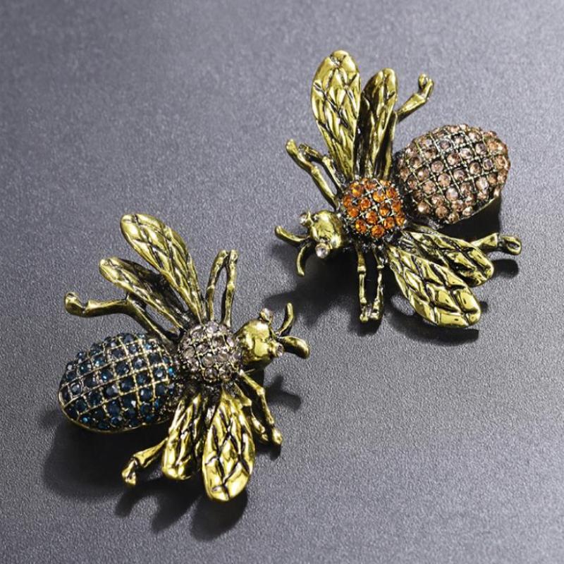 Vintage Exquisite Insect Bee Rhinestone Brooches For Women Clothing Coat Jewelry Accessries Gifts