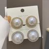 S Silver Needle European and American Retro Pearl Earrings Women's Full Diamond Round Stud Earrings Cold Wind Ear Jewelry