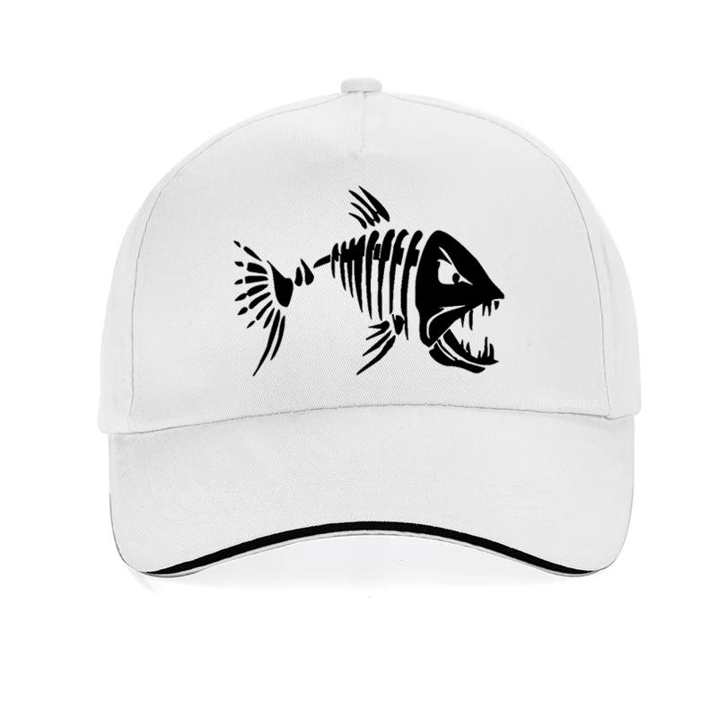 Unisex Outdoor Fishing Cap Fishing Hat Baseball Golf Hunting Cap with Cartoon Fish Bones Snapback Hat
