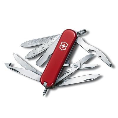 VICTORINOX Mini Champ Red Swiss Army Knife Multifunctional Knife Orange Peeler Cuticle Press Swiss Made Multitool with 18 Functions Compact Disaster