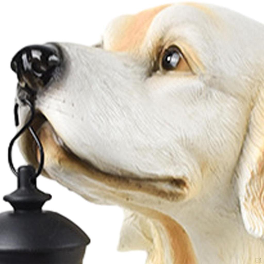 Dog Sculpture with Solar Light for Outdoor Use, Resin Figurine Garden