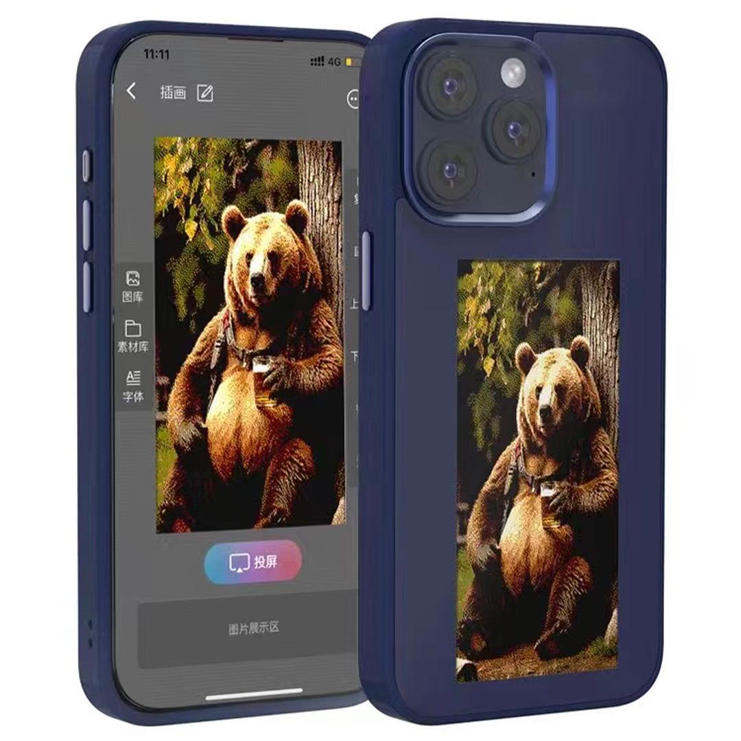 

For iPhone 13 Pro Max E Ink Phone Case 4-Color Display Smart NFC Phone Cover Blue