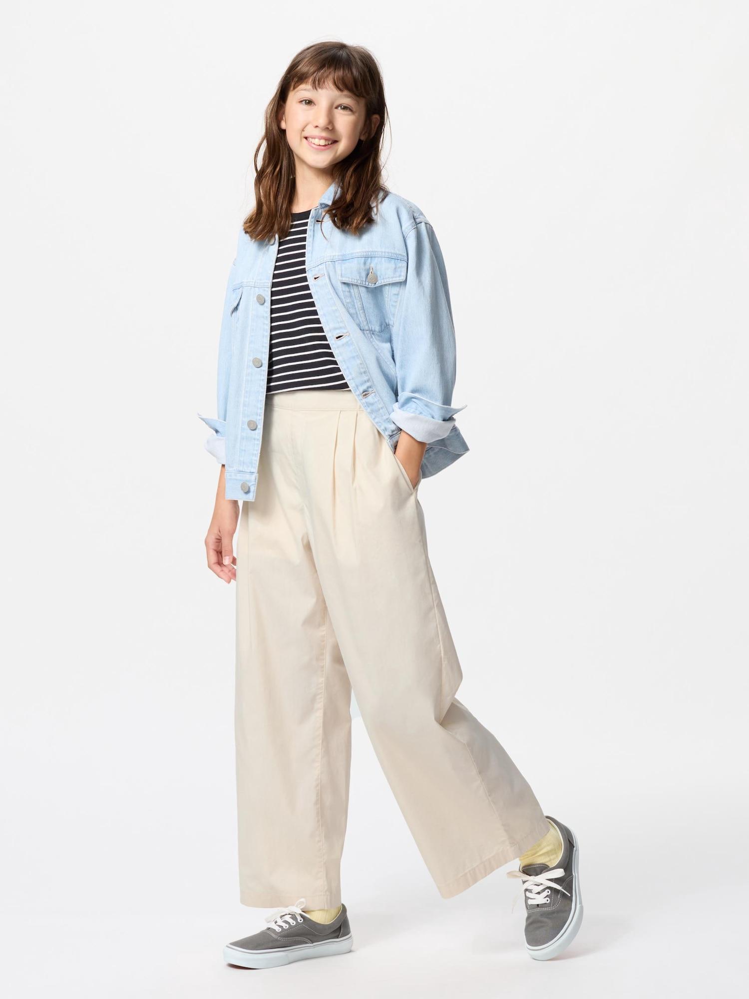 

Uniqlo Япония Девушки Подвернуть Широкие Брюки 30 NATURAL/110