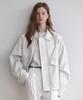 Lenav Les Side Leather Bomber Blouson (Ivory)