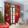 2pcs 2D Flat Printing Christmas Window Curtains Golden Ornaments Red Bows Snowflakes Polyester Without Electricity Party