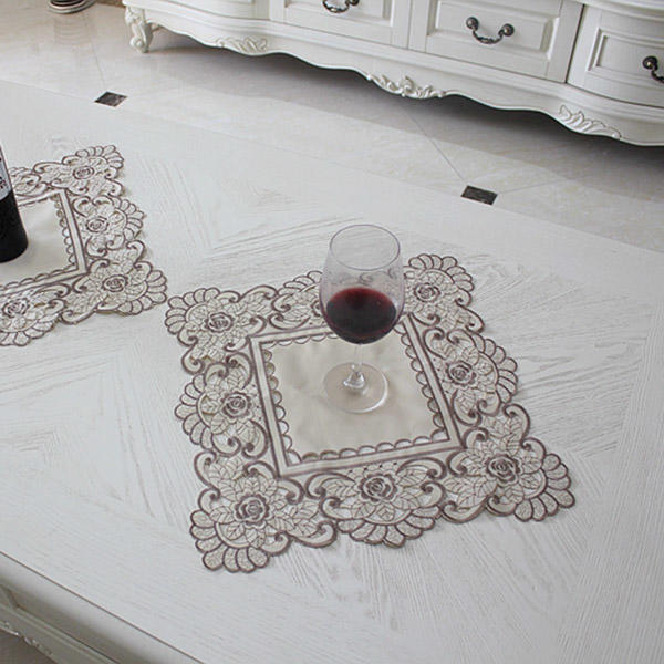Модная Водонепроницаемая Скатерть Полый Вышитый Узор Пасторальный Стиль Домашний Отель Элегантный 40*40