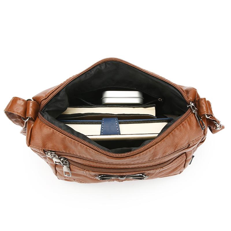 Soft Leather Crossbody Bag Women's Multi-layer Shoulder Bag Middle-aged Mother Bag