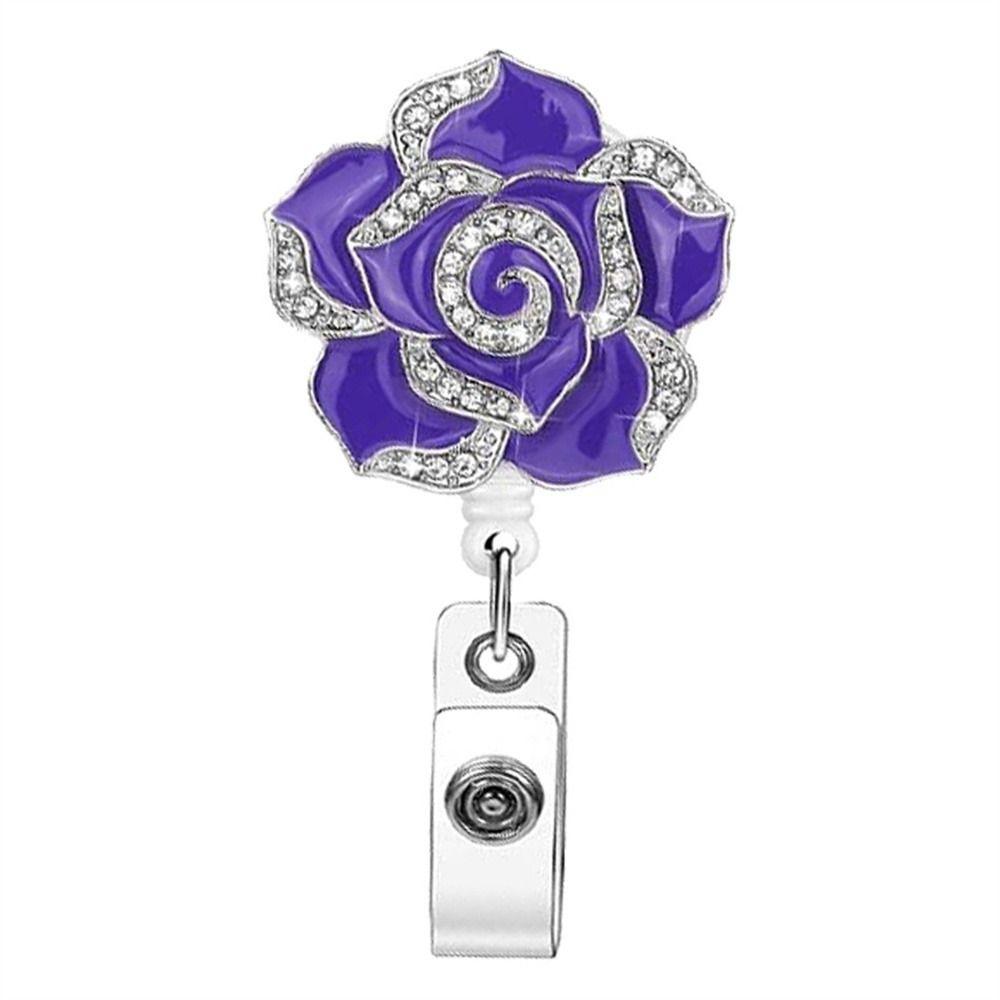 Flower ID Card Badge Clip  Badge Reel Certificate Clasp Badge Holder Retractable Badge Reel