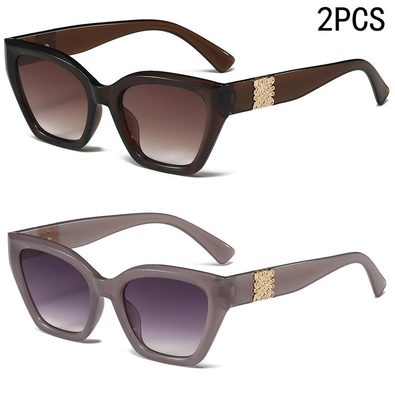 2/6PCS Sunglasses For Women New Retro Cat Eye Sunshade Sun Protection Fashion Street Photography Sunglasses Trend 3198