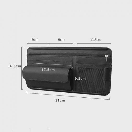 Black Car Sun Visor Organizer Pouch Bag Pocket Card Storage Holder Accessories