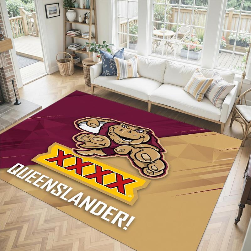 Queensland Maroons Design Crystal Velvet Carpet Cozy Non?Slip Printed Rug For Bedroom Living Room Entrance