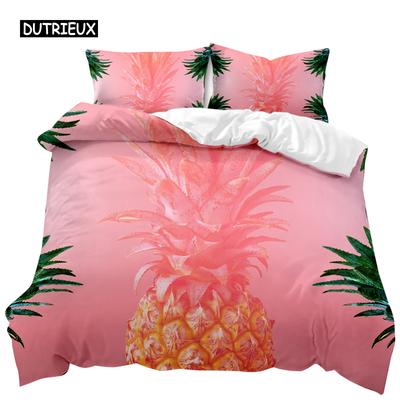 Set Copripiumino Ananas Bianco Singolo Set Biancheria da Letto Adolescenti Adulti Giallo Astratto Frutti Tropicali Ananas Poliestere Copripiumino