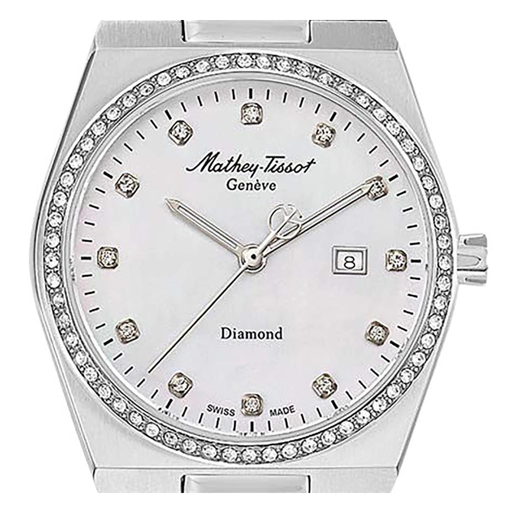 Mathey-Tissot Zeus Diamond Accents Edelstahl weißes Zifferblatt Quarz D118SAI Damenuhr