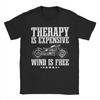 Oversized TShirt Beach Funny Motorcycle Rider Therapy  Vintage Biker Trendy Cool TShirts  Cotton Tee Shirt Short Sleeve Tops