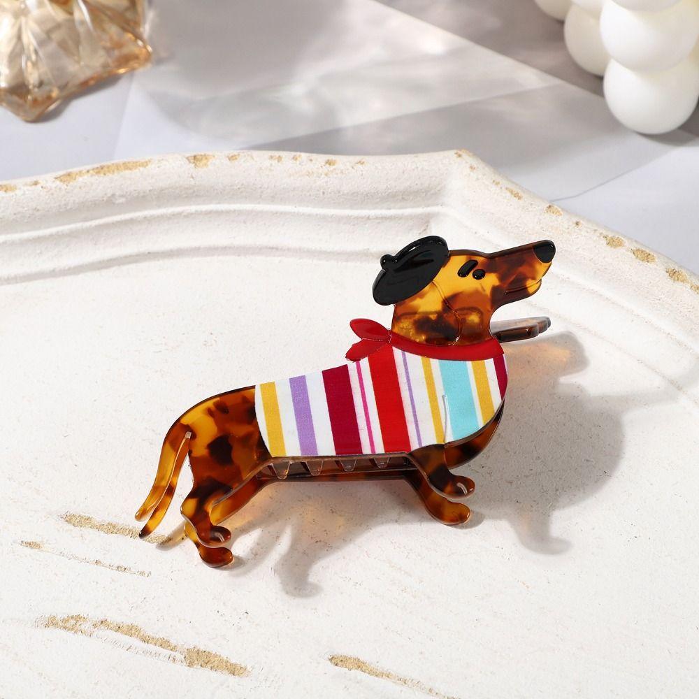 Essigsäure Dackel Hundehaarspange Groß Cartoon Haarspange Mode Dackel Haarkralle Streetwear