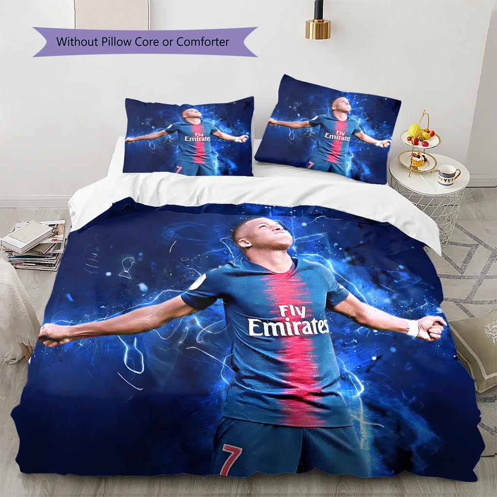 Mbappé Mönster Sängkläder, Täcke Set Påslakan Örngott Hem Födelsedagspresent (1 * påslakan + 2 * örngott, utan kärna)