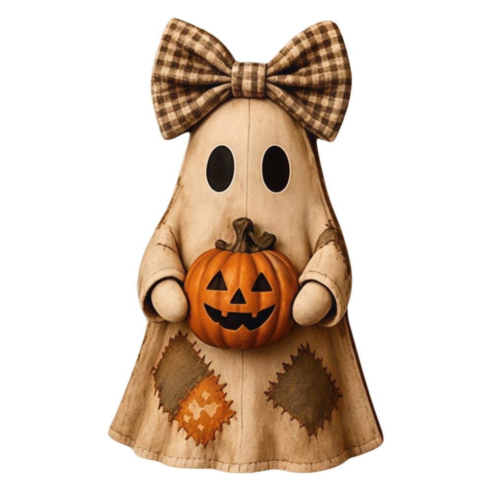 Zweiseitig bedrucktes Holzornament Handgefertigte Geisterfigur Tischdekoration Halloween