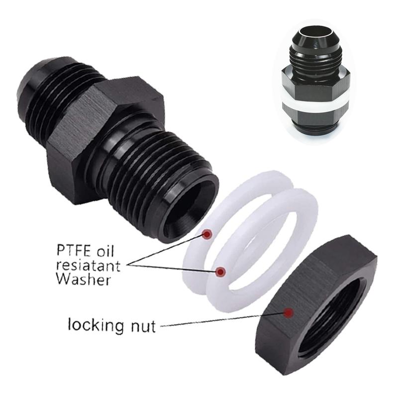 AN6 AN8 AN10 AN12 Black Aluminum Bulkhead Fitting High Pressure Fuel Line Connector Car Accessories Fuel System Fittings7