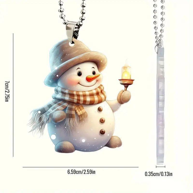 Candle Cute Handheld Snowman Pattern Acrylic Pendant For Christmas Decoration