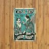 Vintage "Cats & Tattoos" Metal Sign Waterproof Wall Art for Edgy Room Decor