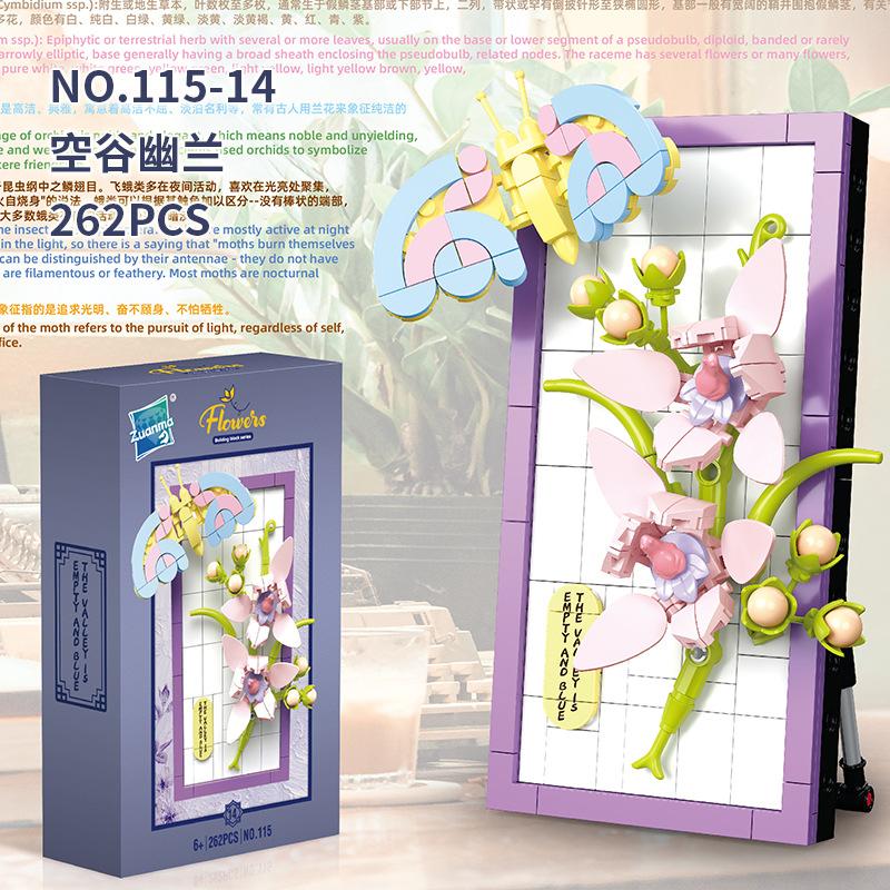 Educational Science And Education Building Block Toys 115 Series 16 Building Block Flower Table Home Mural Ornament Assembly