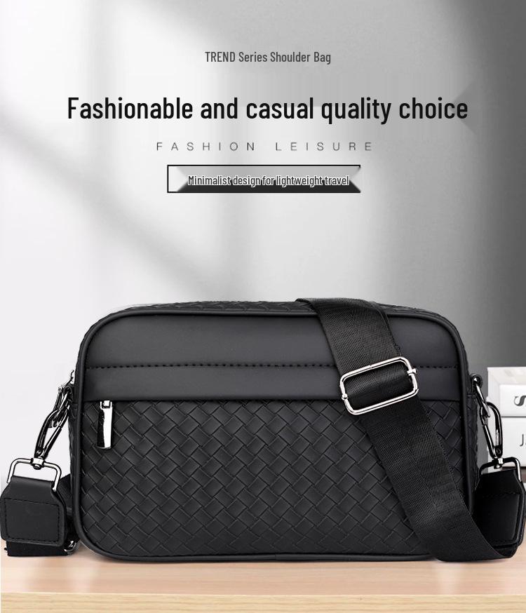 Men's Crossbody Woven Square Bag - Casual, Trendy, Sporty, High-Grade Business Storage