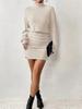 2025 Bodycon Long Sleeve Turtleneck Ribbed Knit Dress - Spring/Autumn/Winter Collection