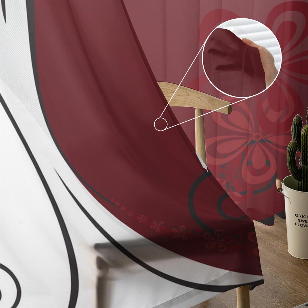 Fashion Woman Girls Hat Flowers Red Roses Sheer Curtains for Living Room Decoration Window Curtains Kitchen Tulle Voile Curtains