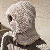 Plush Balaclavas Hat With Ties Mask Neck Cover Set Fashion Knitted Beanies Hat  Female