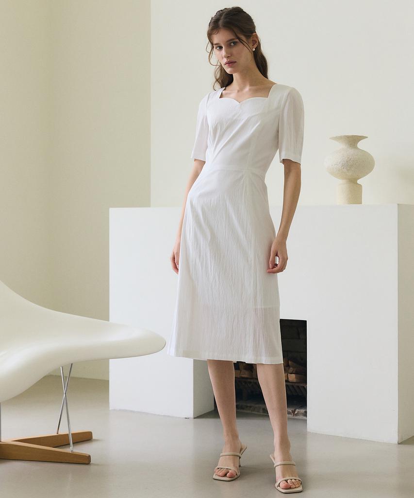Paul And Alice Heart Neck Dress / White