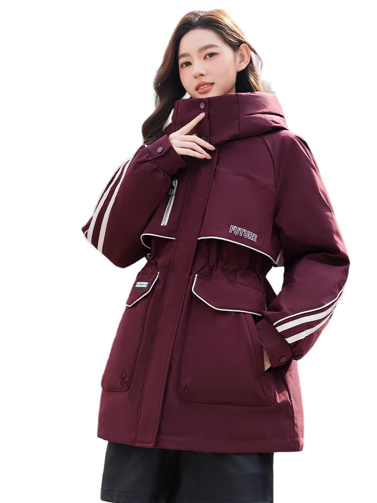 Hooded Color Matching Windproof Casual Loose Large Version Pie To Overcome Fashion Thickened Down Cotton-padded Coat