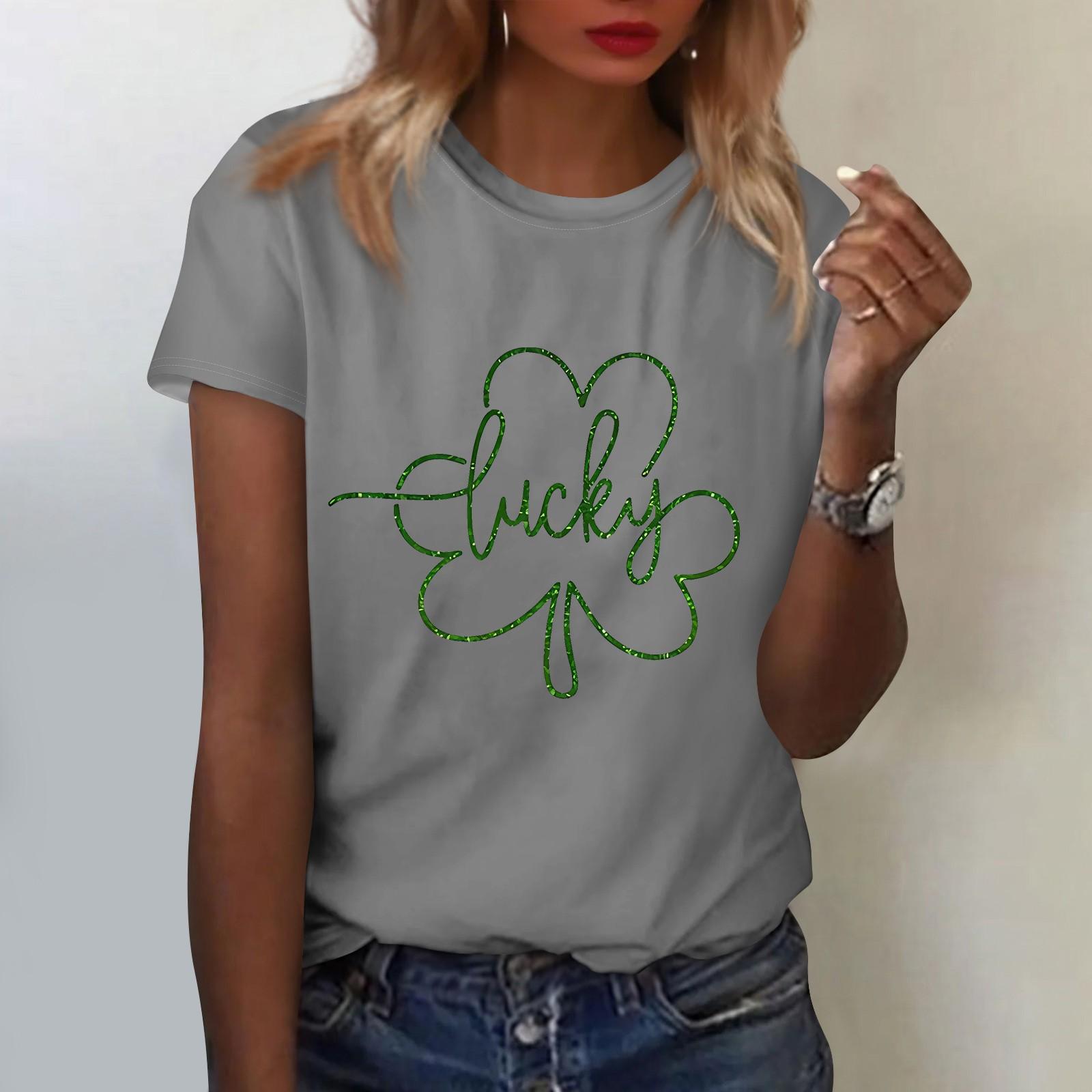 

Женская повседневная одежда St. Принт ко Дню Патрика, футболка с коротким рукавом и зауженным кроем S