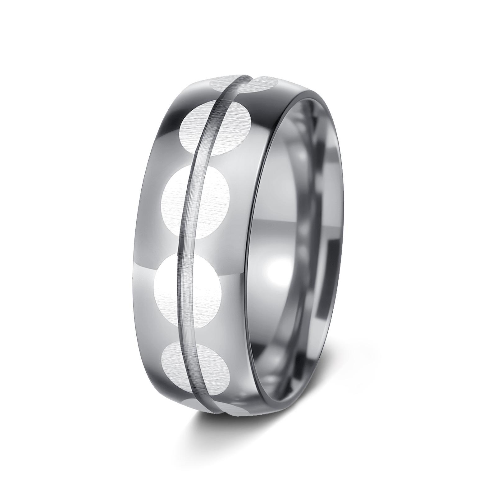 Геометрическое двухцветное матовое титановое кольцо из нержавеющей стали Size 7