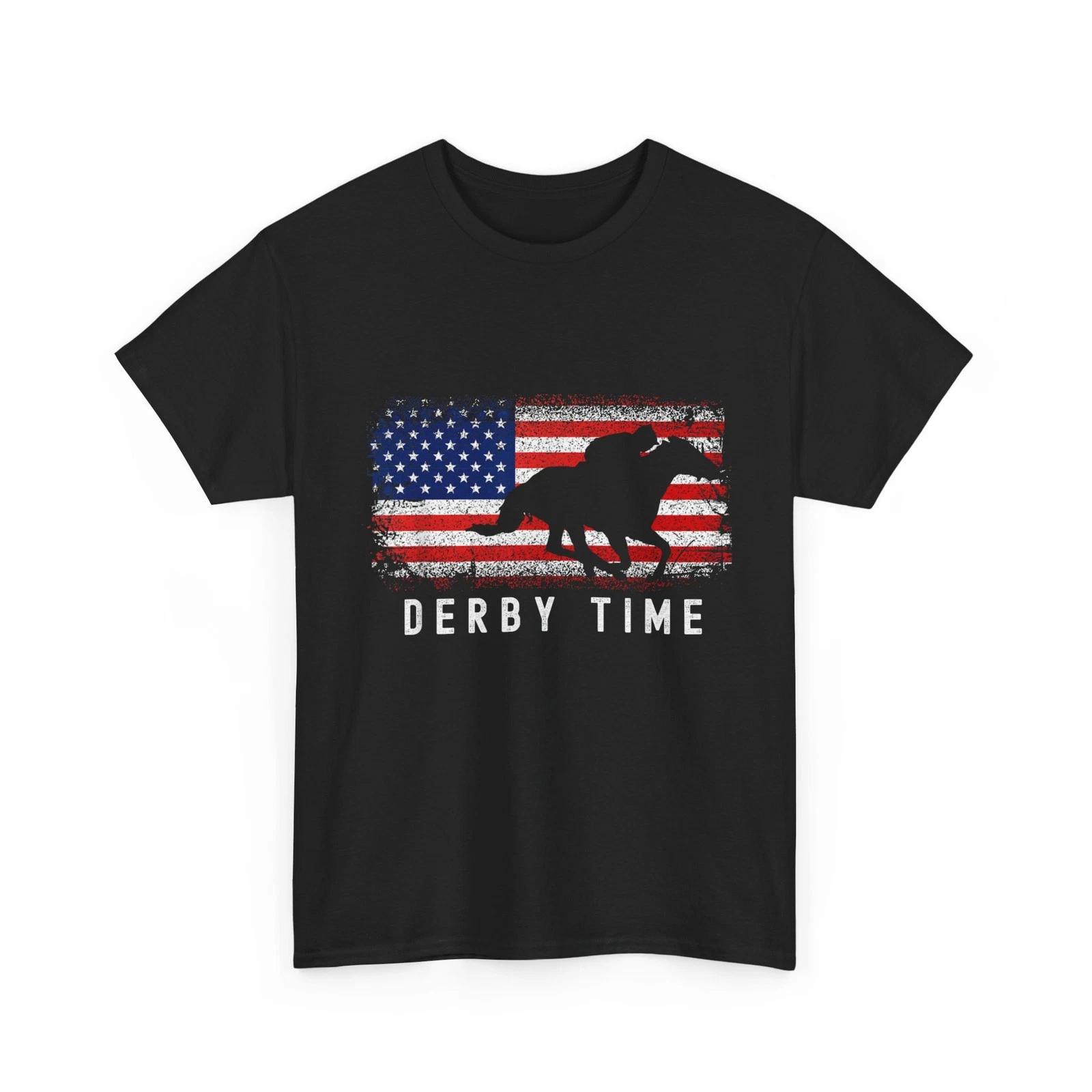 Horse Racing American Flag Shirt, Horses Derby Time Horse Racer T shirt 3XL