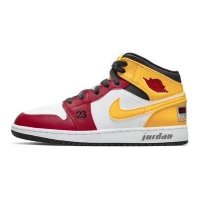 Pantofi sport pentru copii Air 1 Mid SE GS Motorsport, alb, negru, universitate-auriu DJ0336-067