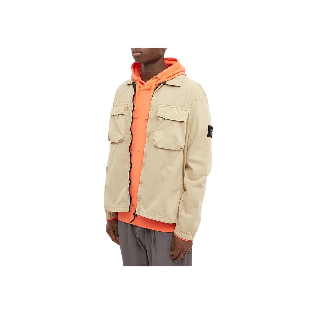 STONE ISLAND Ss22 Double Pocket Washed Long Sleeve Jacket Men Jackets Khaki 7615114WN-V0190