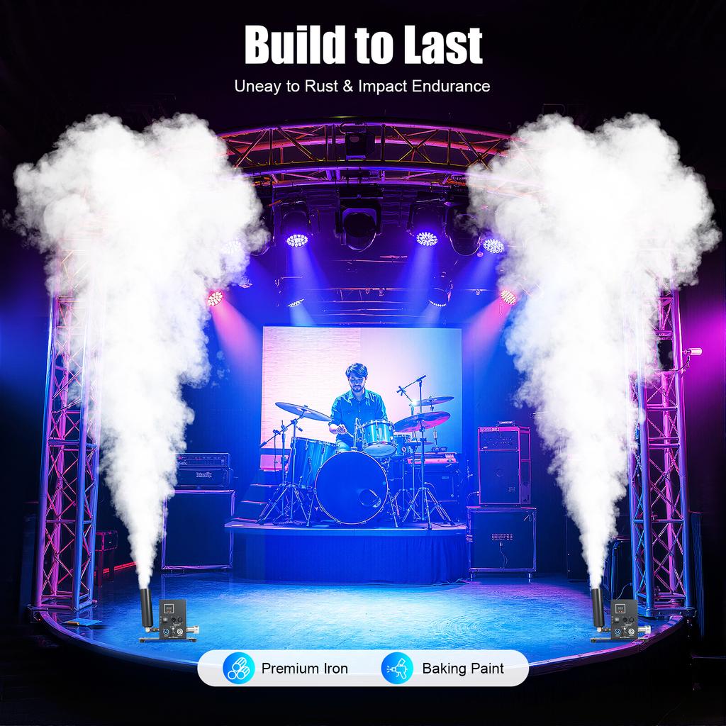 Doppeldüsen CO2 Säulen Nebelmaschine, DMX512 & Leistungssteuerung, 150W für Bühneneffekte, erzeugt 6m/19.68ft hohen Rauch