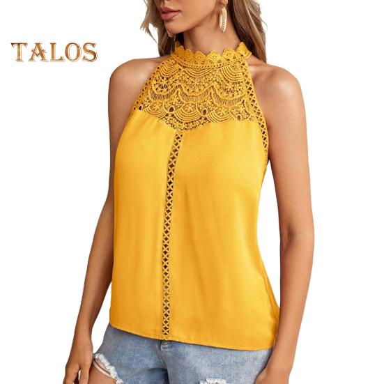 Vestă Femei Gât Halter Culoare Solidă Decorațiune Dantelă Topuri Culoare Solidă Dantelă Ajour Cusături Topuri Casual