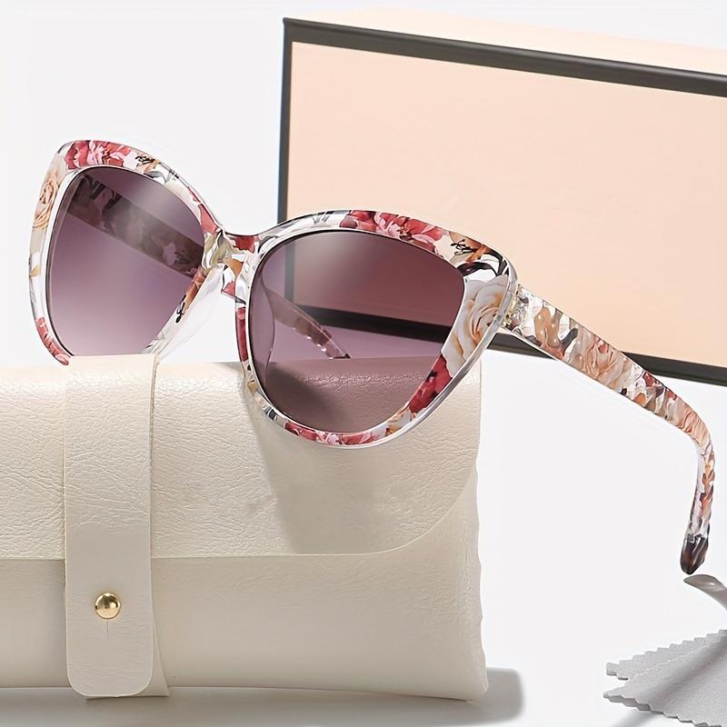 INS Vintage Cat Eye Sunglasses Women Flower Frame Gradient Sun Glasses Female Brand Designer Retro Shades Fashion Oculos De Sol