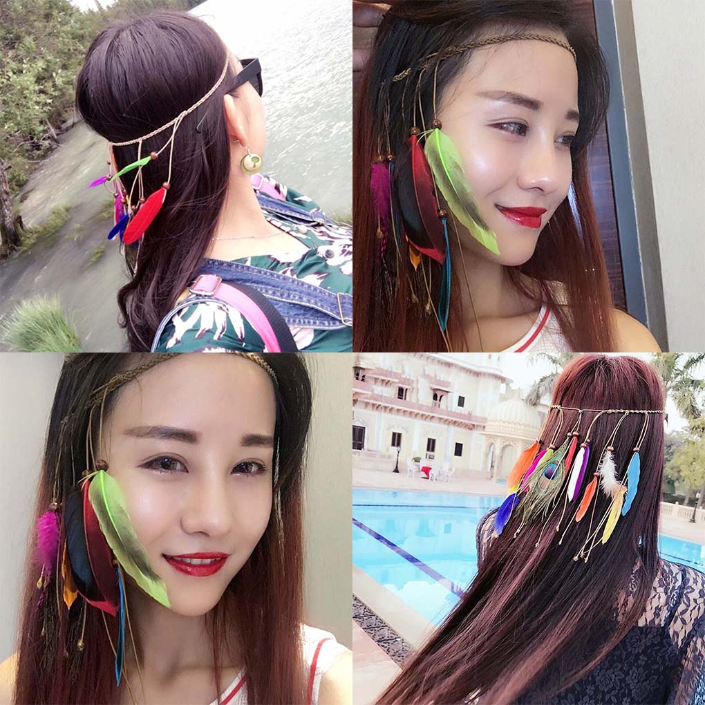 Indian Headband Bohemian Hairband Festival Headdress Boho Halloween Hair Hoop Cosplay Headpiece