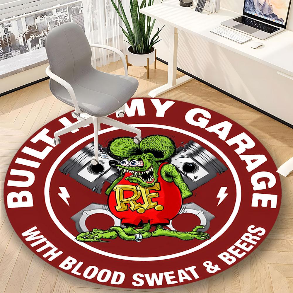 The Legend of Rat Fink Printed Round Rug – Non-Slip Round Floor Mat – Indoor Home Decor Rug