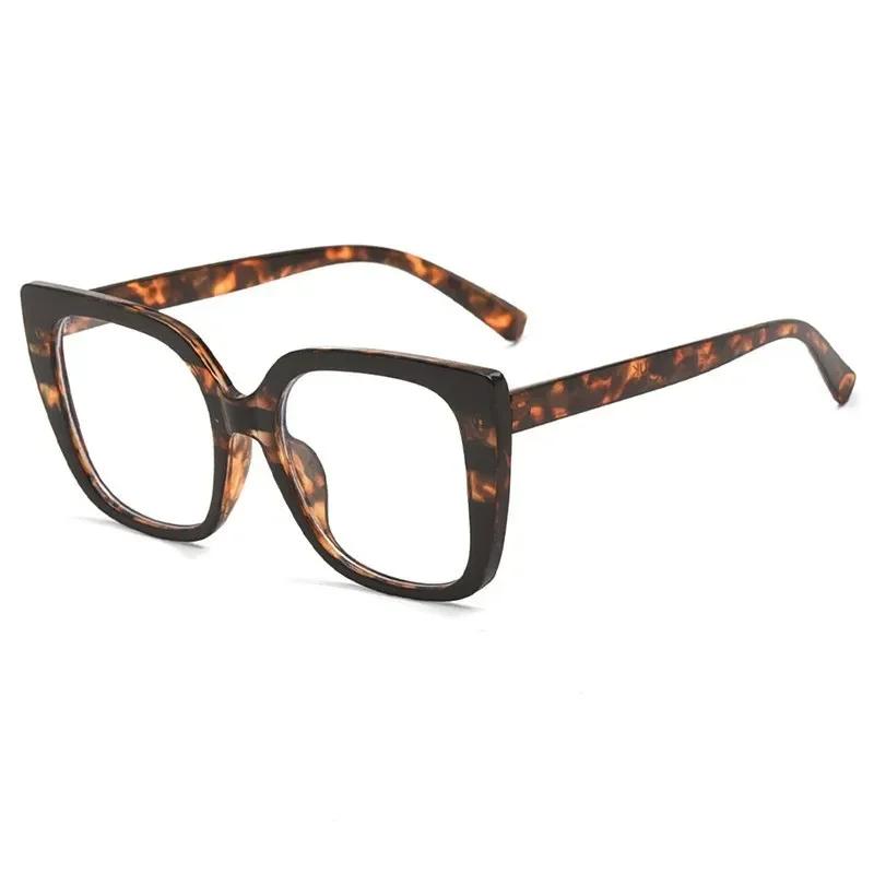 Trendy Women Large Frame Glasses Square Retro Brand Design Colourful Eyeware Anti-Blue Light Glasses For Daily Decoration