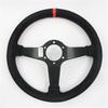14 inch 350MM Suede Shallow Concave Steering Wheel with Red Stitching,Universal Racing Sports Steering Wheel