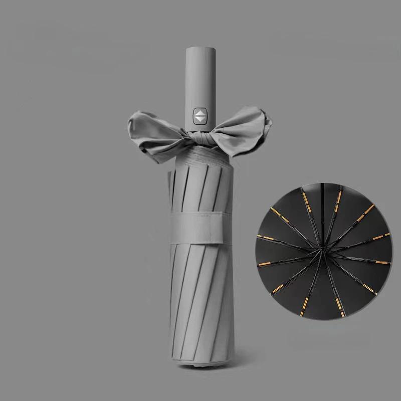 New Buckle Umbrella, Fully Automatic, Portable, Enlarged, Thickened, Reinforced, Night Light, Reverse Folding