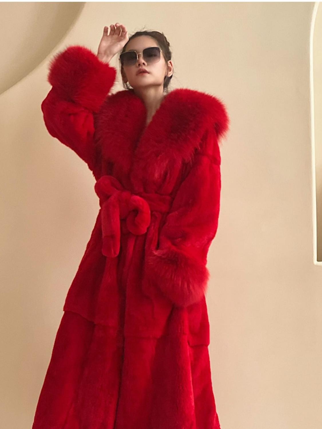 

Зимнее женское модное пальто 9 цветов больших размеров Роскошная куртка Меховое пальто Женское теплое пальто Верхняя одежда 5XL красный