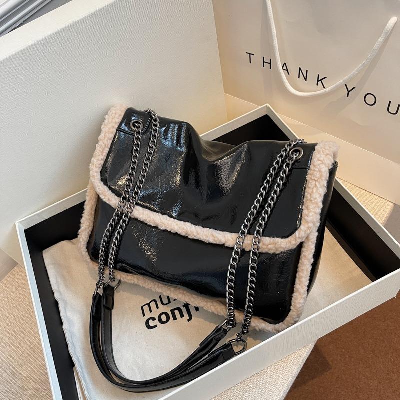 Versatile Fashion Chain Bag Women's Autumn and Winter New Lamb Wool Stray Bag Single Shoulder Oblique Span Wool Trendy Women's Bag